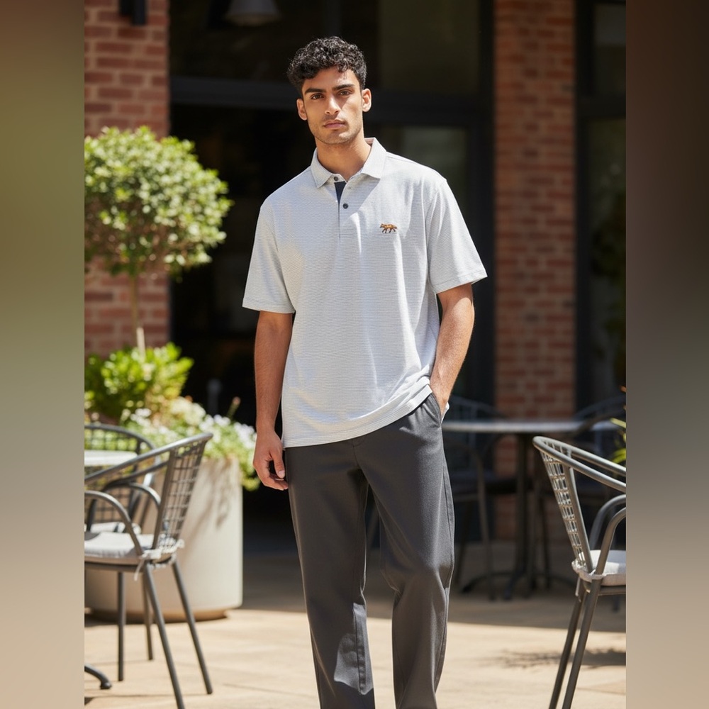 Greyson Men's Striped Polo Shirt - blue and white striped